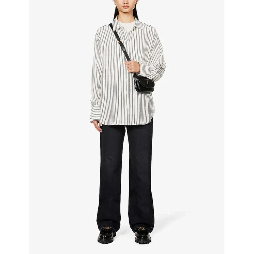 Frame Denim Le Jane Women's High Rise Straight Fit Jean In Inkwell Black Size 28